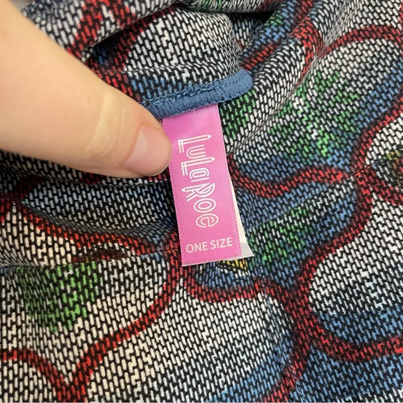 LULAROE Women’s Patterned Red Green Grey Leggings One Size - Picture 6 of 10